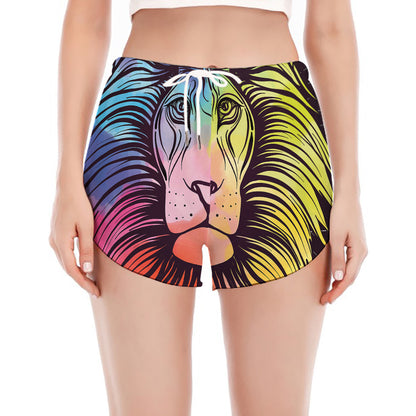 Colorful Leo Sign Print Women's Split Running Shorts