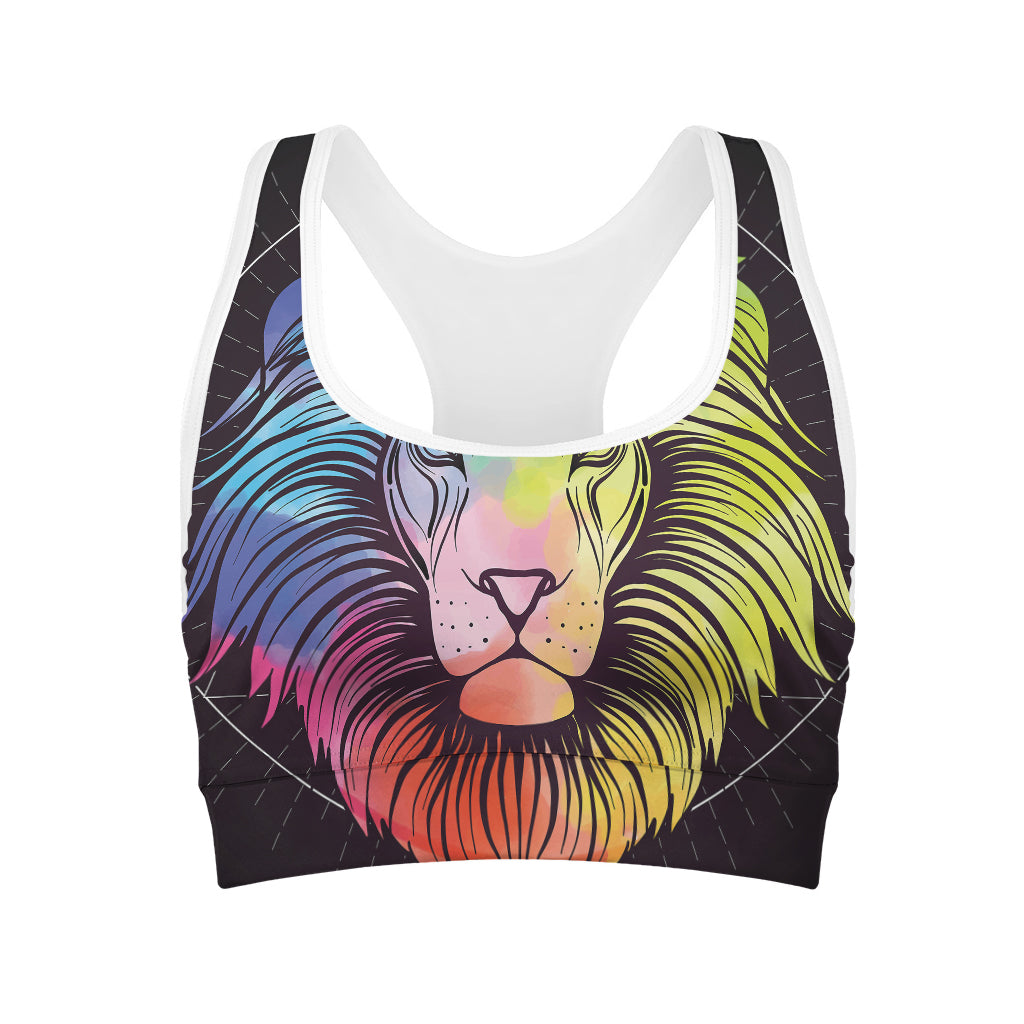 Colorful Leo Sign Print Women's Sports Bra