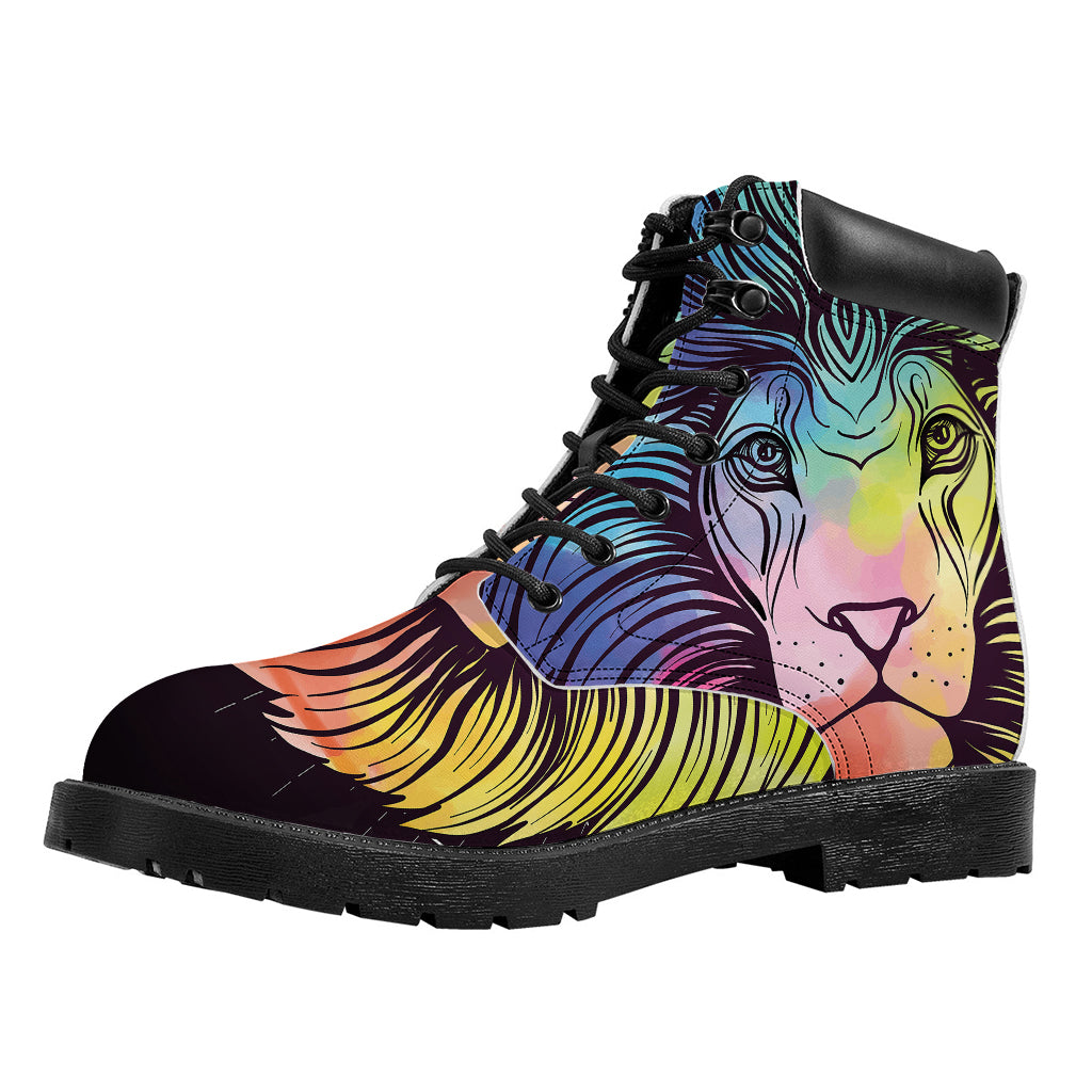 Colorful Leo Sign Print Work Boots