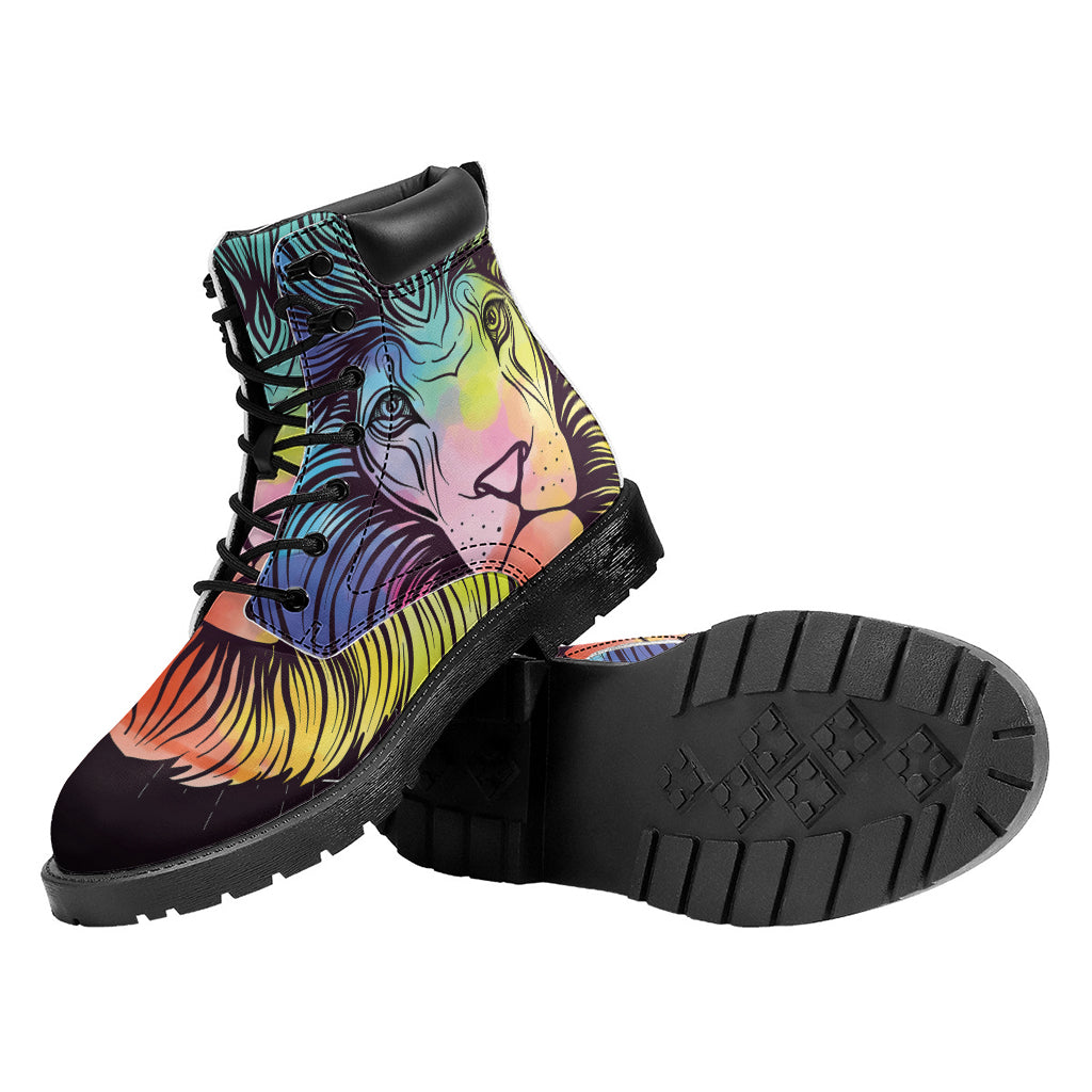 Colorful Leo Sign Print Work Boots