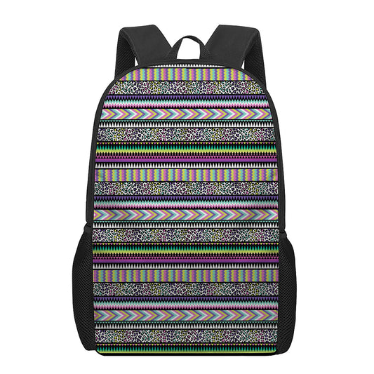 Colorful Leopard Navajo Tribal Print 17 Inch Backpack