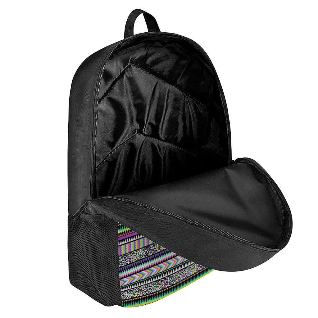 Colorful Leopard Navajo Tribal Print 17 Inch Backpack