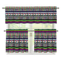 Colorful Leopard Navajo Tribal Print 3 Piece Kitchen Curtains