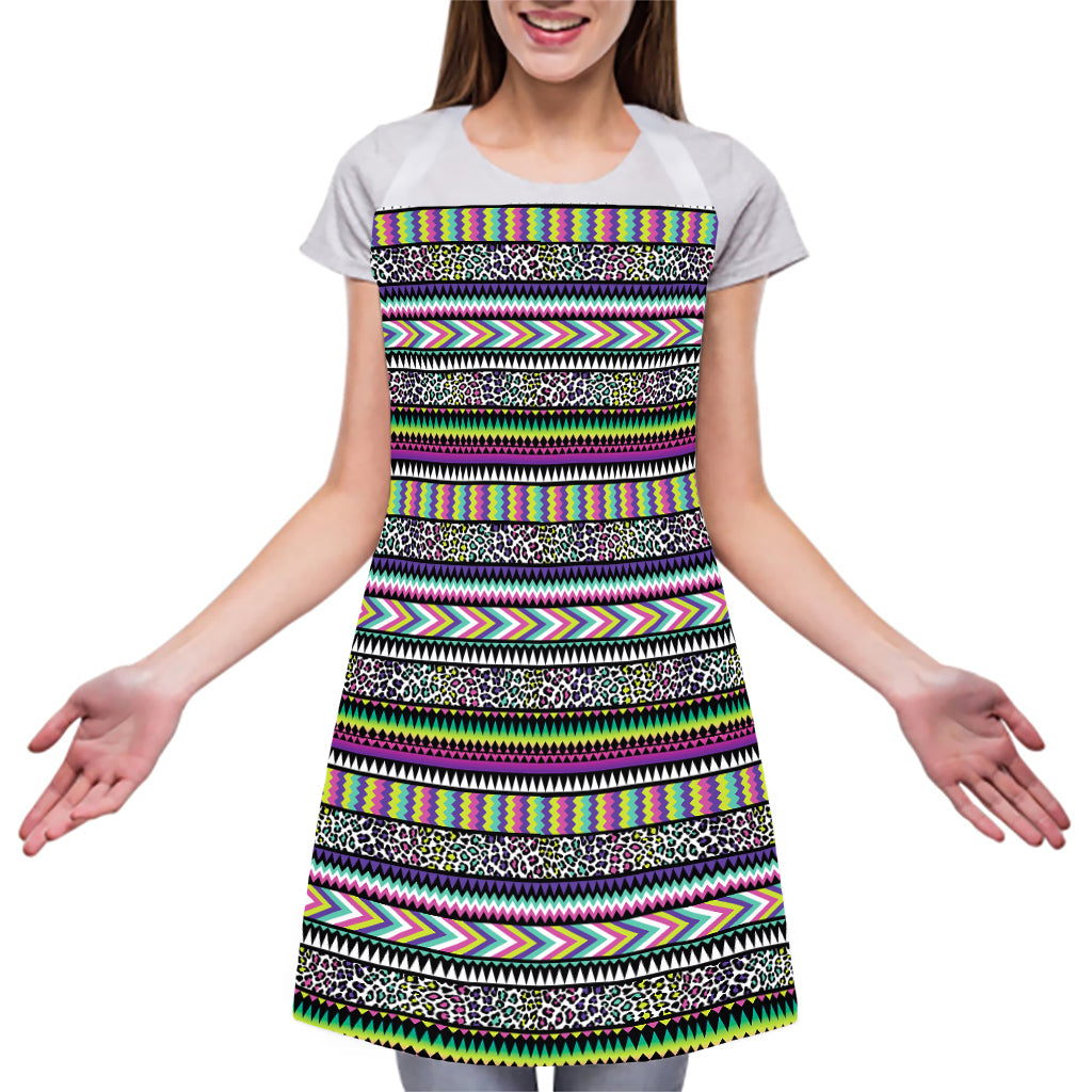 Colorful Leopard Navajo Tribal Print Adjustable Apron