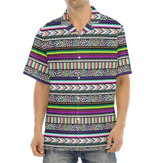 Colorful Leopard Navajo Tribal Print Aloha Shirt