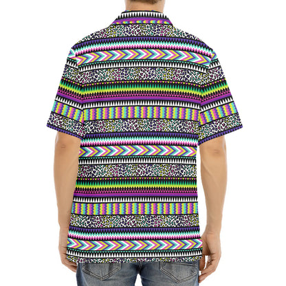 Colorful Leopard Navajo Tribal Print Aloha Shirt