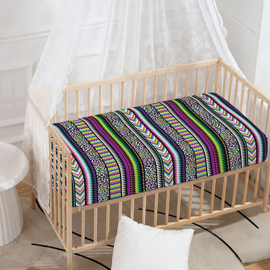 Colorful Leopard Navajo Tribal Print Baby Crib Sheet