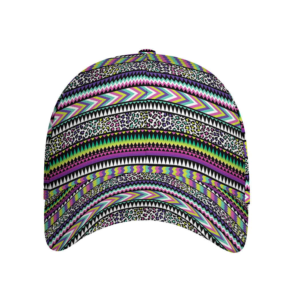 Colorful Leopard Navajo Tribal Print Baseball Cap