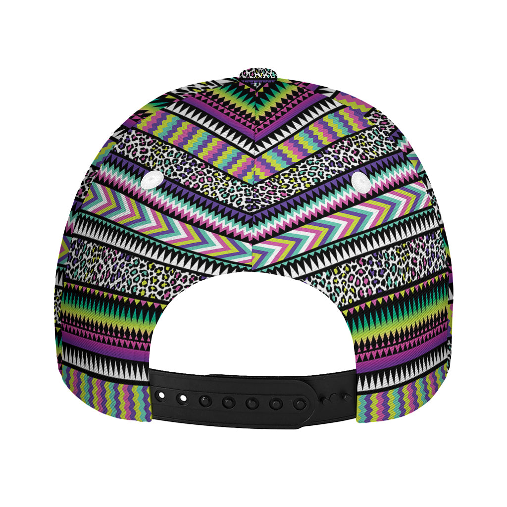 Colorful Leopard Navajo Tribal Print Baseball Cap