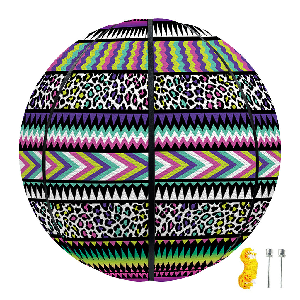 Colorful Leopard Navajo Tribal Print Basketball
