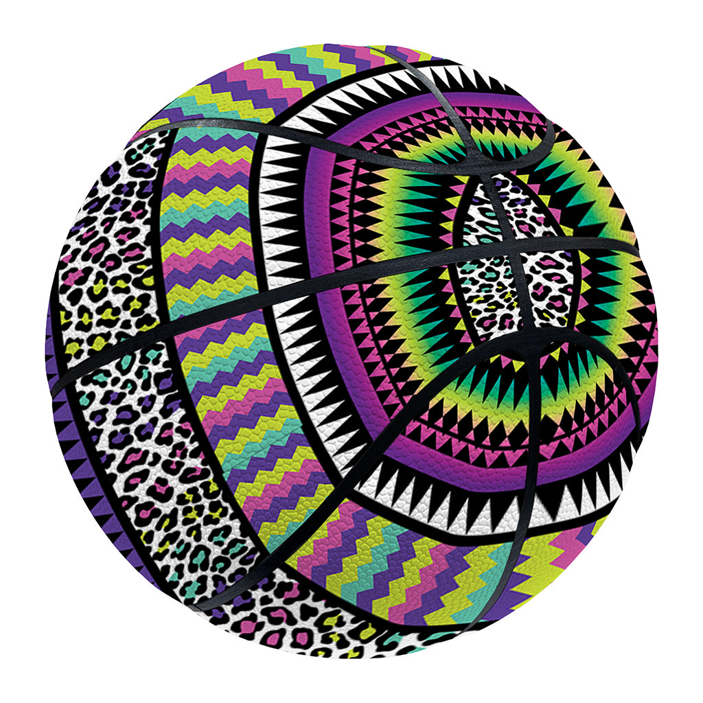 Colorful Leopard Navajo Tribal Print Basketball