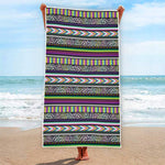 Colorful Leopard Navajo Tribal Print Beach Towel