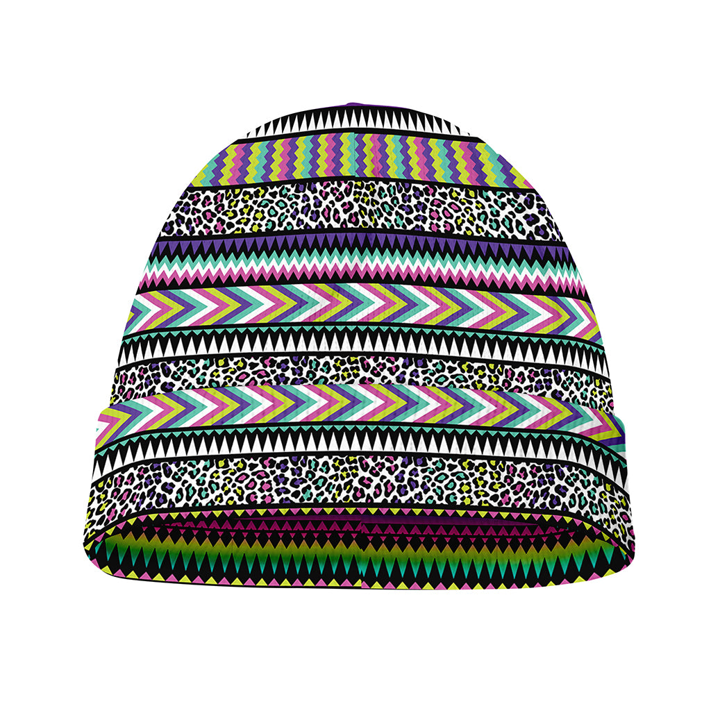 Colorful Leopard Navajo Tribal Print Beanie