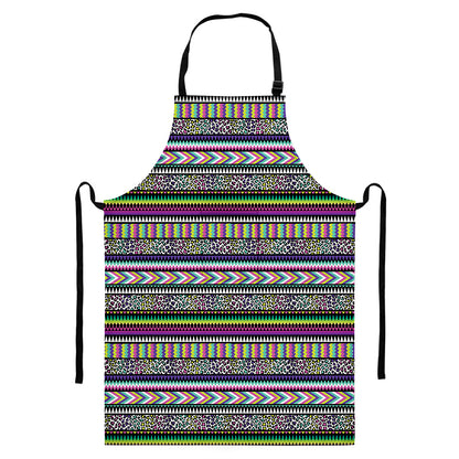 Colorful Leopard Navajo Tribal Print Bib Apron With Pocket