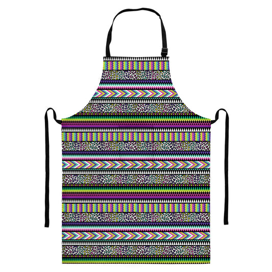 Colorful Leopard Navajo Tribal Print Bib Apron With Pocket