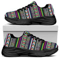 Colorful Leopard Navajo Tribal Print Black Chunky Shoes