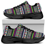 Colorful Leopard Navajo Tribal Print Black Chunky Shoes