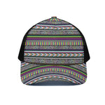 Colorful Leopard Navajo Tribal Print Black Mesh Trucker Cap