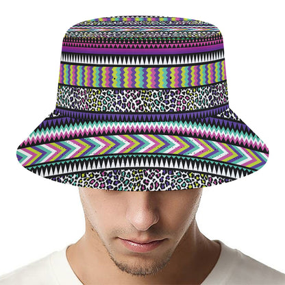 Colorful Leopard Navajo Tribal Print Bucket Hat