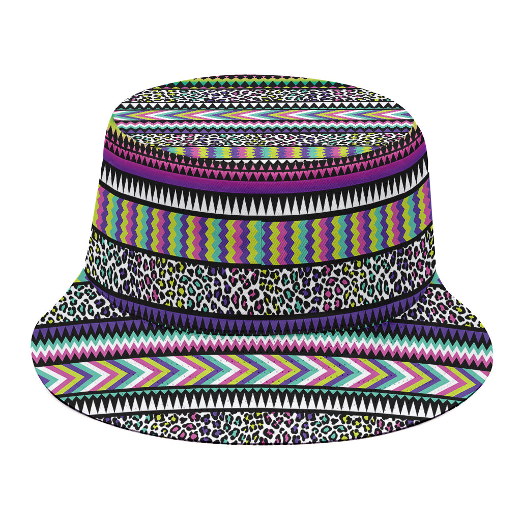 Colorful Leopard Navajo Tribal Print Bucket Hat