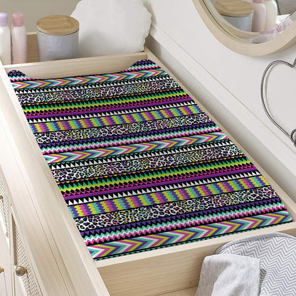 Colorful Leopard Navajo Tribal Print Changing Pad Cover