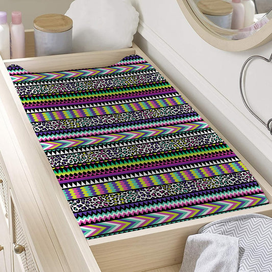 Colorful Leopard Navajo Tribal Print Changing Pad Cover