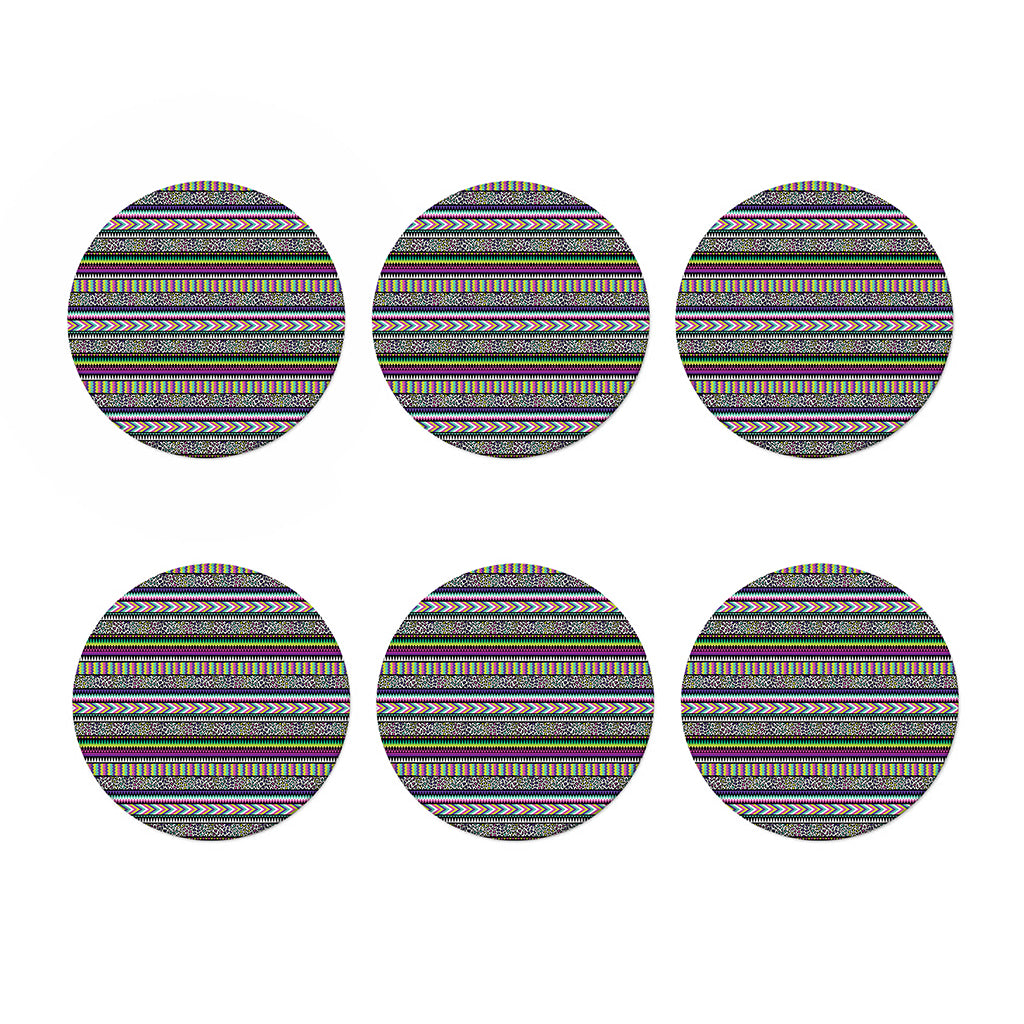 Colorful Leopard Navajo Tribal Print Coaster Set
