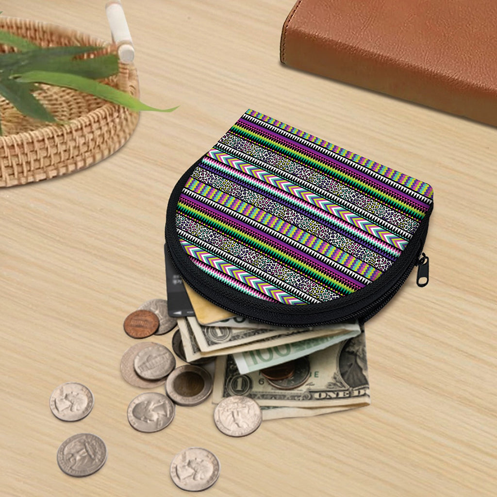 Colorful Leopard Navajo Tribal Print Coin Purse
