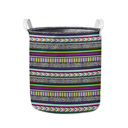 Colorful Leopard Navajo Tribal Print Collapsible Laundry Basket