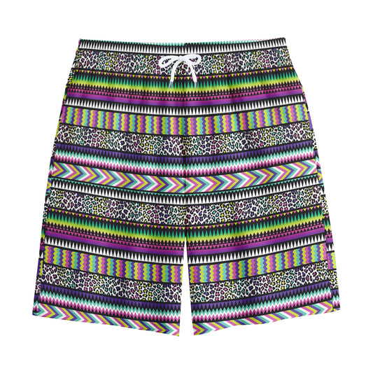 Colorful Leopard Navajo Tribal Print Cotton Shorts