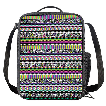 Colorful Leopard Navajo Tribal Print Crossbody Lunch Bag