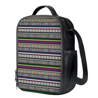 Colorful Leopard Navajo Tribal Print Crossbody Lunch Bag