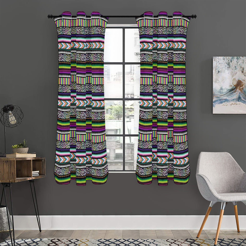 Colorful Leopard Navajo Tribal Print Curtain