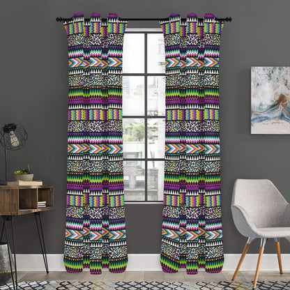 Colorful Leopard Navajo Tribal Print Curtain