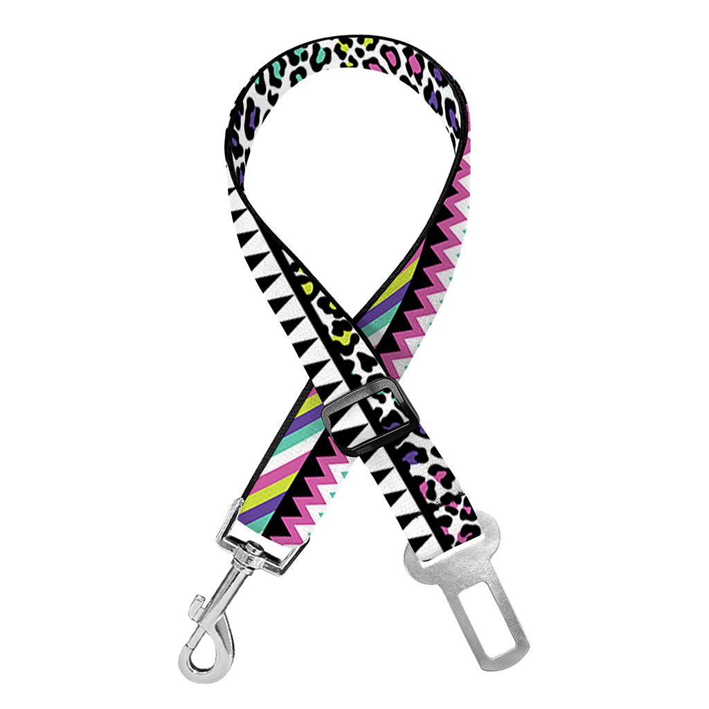 Colorful Leopard Navajo Tribal Print Dog Seat Belt