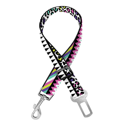 Colorful Leopard Navajo Tribal Print Dog Seat Belt