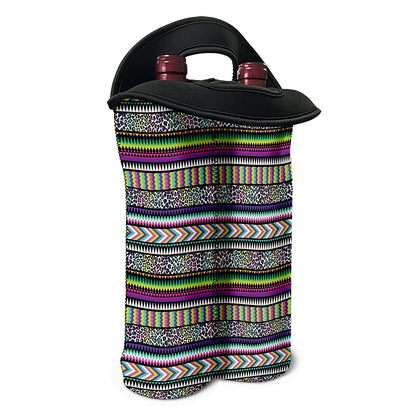 Colorful Leopard Navajo Tribal Print Double Neoprene Wine Tote