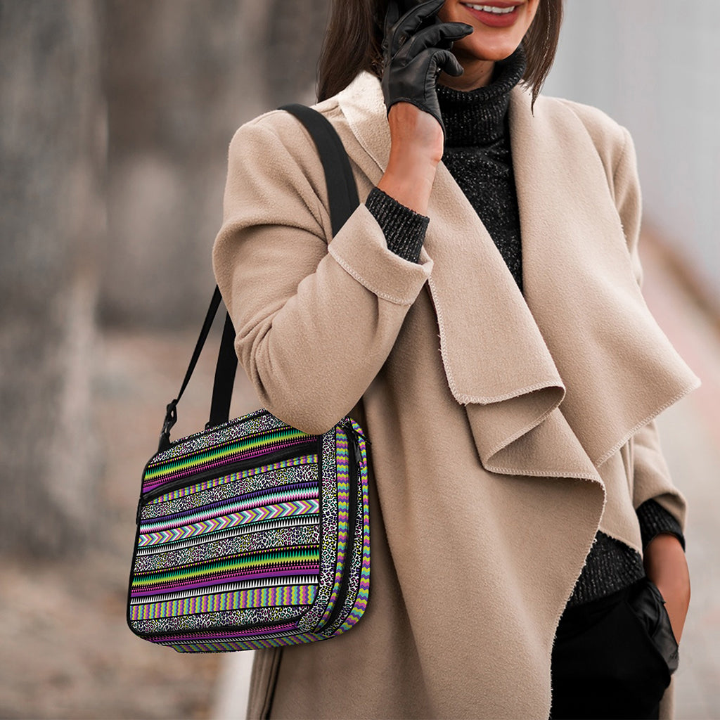 Colorful Leopard Navajo Tribal Print Double Strap Bible Bag