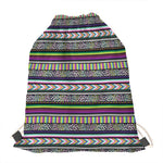Colorful Leopard Navajo Tribal Print Drawstring Bag