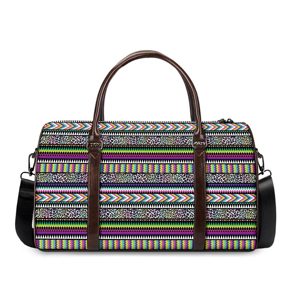 Colorful Leopard Navajo Tribal Print Duffle Bag