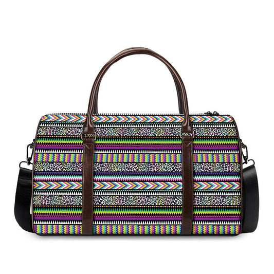 Colorful Leopard Navajo Tribal Print Duffle Bag