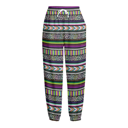 Colorful Leopard Navajo Tribal Print Fleece Lined Knit Pants