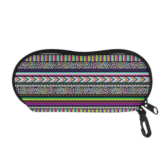 Colorful Leopard Navajo Tribal Print Glasses Case