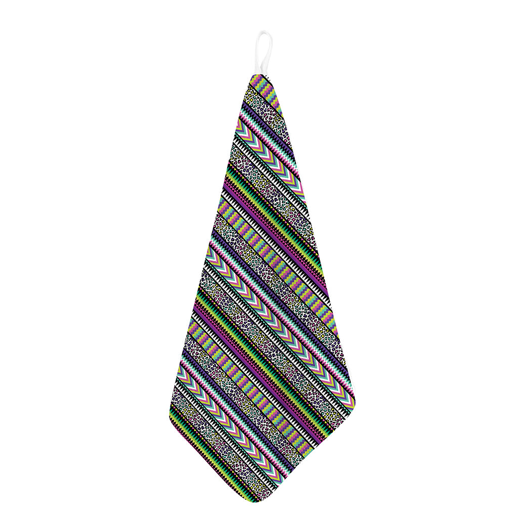Colorful Leopard Navajo Tribal Print Hand Towel