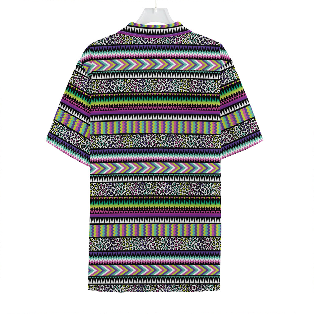 Colorful Leopard Navajo Tribal Print Hawaiian Shirt