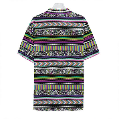 Colorful Leopard Navajo Tribal Print Hawaiian Shirt