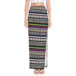 Colorful Leopard Navajo Tribal Print High Slit Maxi Skirt