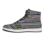 Colorful Leopard Navajo Tribal Print High Top Leather Sneakers