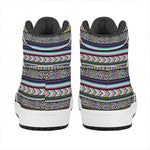 Colorful Leopard Navajo Tribal Print High Top Leather Sneakers