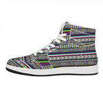 Colorful Leopard Navajo Tribal Print High Top Leather Sneakers